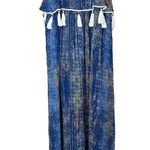 Lord & Taylor Design Lab Blue Boho Tassel Maxi Dress Sz XS Sheer Festival Flowy Photo 6