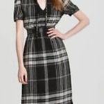Burberry  Brit Gray Check Crepe Wool Dress 12 Photo 0