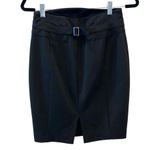 EXPRESS Design Studio Classic Black Career pencil skirt belted waist Size 0 Photo 1