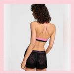 PINK - Victoria's Secret ☠️🩷PINK VICTORIA’S SECRET Silky Pajama Shorts Black Pink Bling Skeleton Hands M Photo 3