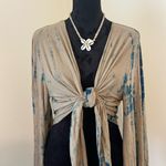 EcoVero Tie Dye Bell Sleeve Wrap Top Tan Size L Photo 2