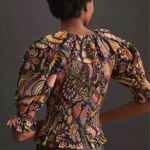 Love The Label Bohemian Floral Smocked Ruffle Blouse 1X Black Photo 1