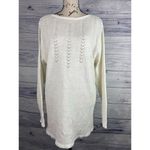 Carolyn Taylor  Pointelle Knit Sweater Womens L White Boat Neck Long Sleeve Photo 2