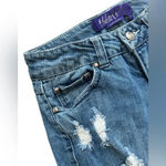 Junior Girls Miley Cyrus + Max Azaria Ripped Distressed Skinny Jeans, Size 1 Blue Photo 2