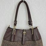 Black Rivet Womens Shoulder Bag Brown Leather Tweed Purse Buckle Strap Handbag Photo 8