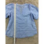 Talbots Petite Blue Stripe V Neck Puff Sleeve Top Size MP Popover in Sunny Beach Photo 5