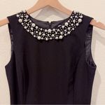 Calvin Klein  Elegant Black Sleeveless Dress with Pearl Embellished Neckline SZ 2 Photo 2