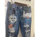 American Eagle  TATTOO Jeans Women 6  Hi-Rise Jegging Stretch Punk Rock Patch Art Photo 1