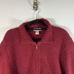 L.L. Bean Wool Blend Sweater Women XL‎ Red Knit Full Zip Fisherman Vintage Photo 1