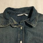 ZARA Blue Denim Oversized Long Sleeve Button Front Shirt Dress Tunic Top XS Photo 3