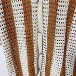 Solitaire  Striped Crochet Knit Open Front Collared Cardigan Sweater Top L Photo 2