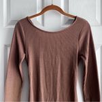 Antistar Chic Long Sleeve Brown Dress Bodycon Fall Minimalist Neutral Medium Photo 2