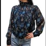 Bishop and Young  Jasmine Print Smock Neck Blousel Size M ties on lower back Photo 0