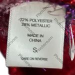 New York & Company Red and Purple Shiny Sparkly Tinsel Christmas Party Sweater. Photo 4