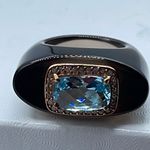 Gemorbit, Inc.,Smokey Topaz, white zircon and blue topaz ring size 8 Photo 8