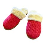 NEW J. Crew Pink Cable Knit Scuff Faux Fur Slippers Size 10 Photo 10