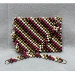 Purse Brown Pink Wooden Beads 1960’s Marcus Brothers Of Miami Made In Japan 9x6 Photo 1