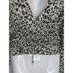 ZARA  Cream & Black Leopard Printed Cropped Blouse Womens S Mob‎ Wife Y2K Photo 1