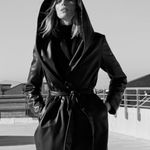 ZARA NWT  Belted Faux Leather Hooded Black Coat Photo 4