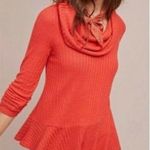 Anthropologie Maeve Womens Sweater Winterscape Cowl Neck Peplum XL Orange Photo 1