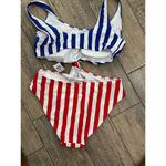 Abercrombie & Fitch Women's Red White Blue Cheekini One-piece Swimsuit Size XL Photo 2