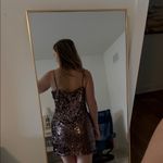 L'Agence  Bronze brown spaghetti strap Sequin mini dress Photo 2