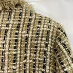 W.D.N.Y. Women's tan cream tweed fringe collared lined acrylic blazer jacket 14 Photo 7
