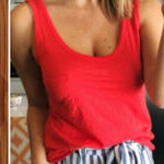 Gibson x Hi Sugarplum! Summerland Scooped Neck Pocket Tank Top Hot Orange Sz 2X Photo 0