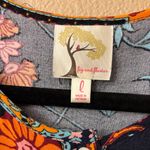 Anthropologie  Fig & Flower LARGE Navy Multicolor Floral Tunic Blouse Photo 1