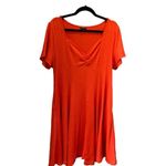 Torrid  Women's size1 Orange Mini Slub Rib Fluted Dress‎ Short Sleeve Photo 4