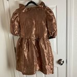 Topshop Metallic Puff Sleeve Mini Wrap Dress In Copper Size 8 Photo 11