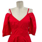 Derek Lam 10‎ Crosby Poplin Off Shoulder Cold Shoulder Mini Dress Red Size 4 Photo 3