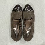 AGL Shimmer Taupe Leather Ballet Flats with Snake Print Cap 39 Brown Size 9 Photo 4