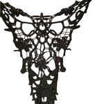 Almost Famous  Charcoal & Crochet Knit Top with Black Lace Long Sleeve EUC Photo 3