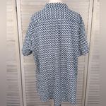 L.L. BEAN Women's 100% Cotton Short Sleeve Collared Henley Shirt Blue/White Photo 2