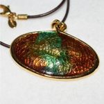 Chico's  Retro Chic Oval Multi Color Glass Pendant Leather Chain Bib Necklace Photo 1