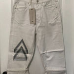Marc Jacobs  Womens Big Jean 26 White Capri‎ Denim Embroidered Cropped NWT Photo 0