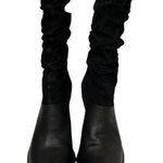 Womens Markon Danielle Black Leather Seude Slouchy Scrunched Round Toe Boots 6.5 Photo 1