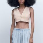 ZARA  CROPPED WAISTCOAT WITH RHINESTONE BUTTON Size Medium NWT Photo 10