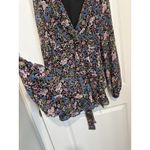 Mi Ami Tiered Black Floral Long Balloon Sleeve Deep V Photo 1