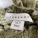 Topshop  Green Shirred Long Sleeve Peplum Hem Blouse Photo 10