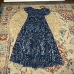 Mac Duggal NWOT  Navy Embellished Illusion Butterfly Sleeve A-Line Gown size 14 Photo 6