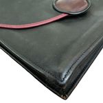 Vintage Black Leather Red Trim Envelope Satchel Bag Photo 8