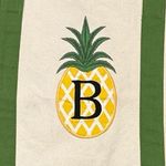 None CANVAS PINEAPPLE BEIGE GREEN TRIM SHOPPING BEACH VACATION B TOTE Photo 2