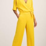 Trina Turk  Kai Yellow Crepe Jumpsuit Three Quarter Sleeve Wide Leg size 6 Photo 1