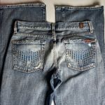 7 For All Mankind Flare Jeans Women's Size 28 Havana Rhinestone Pocket Mid Rise Photo 8