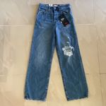 Levi's NWT Ribcage Medium Wash Distressed Denim Straight Ankle Jeans Photo 4