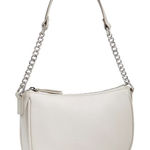 INC Satchel Style Bag silvertone chain strap in Bone 9.5” x 6” x 1.75” White Photo 0