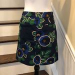 Tory Burch Navy Emerald & Black Pencil Skirt with Oversized Floral Pattern Sz 2 Photo 1