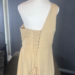 Long Chiffon One Shoulder Formal Bridesmaid Dress Leg Slit Corset Back Size 12 Photo 5